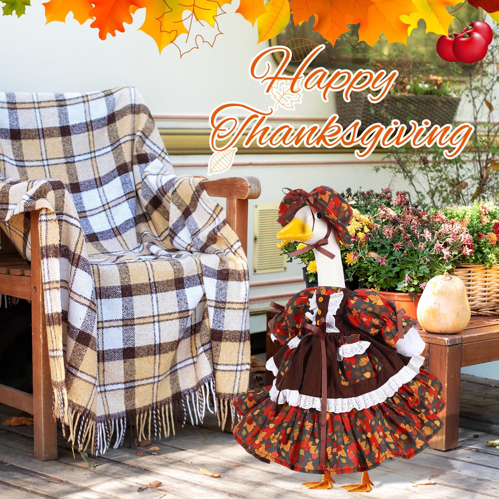 FuWeave oca vestida en porche mejora decoración de otoño y bienvenida