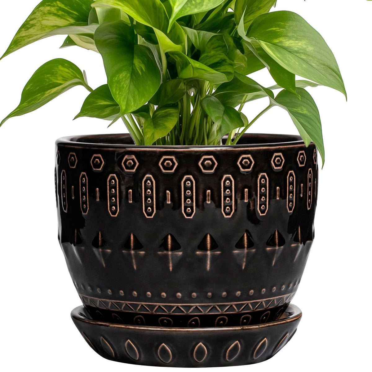 G EPGardening maceta frontal negra, diseño boho y funcionalidad