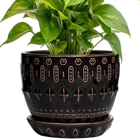 G EPGardening maceta frontal negra, diseño boho y funcionalidad