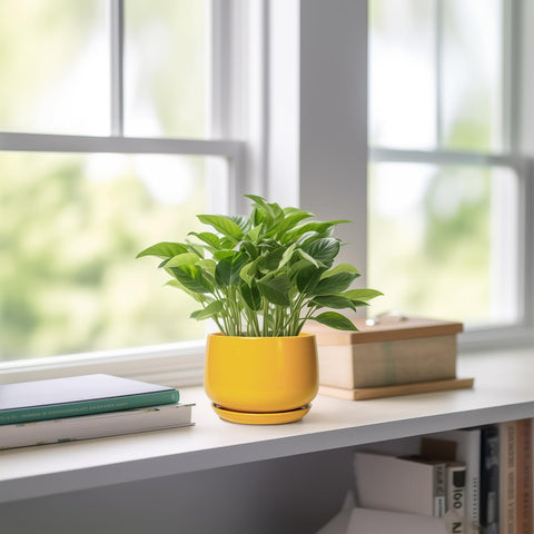 G EPGardening maceta colocada en escritorio iluminando espacio de trabajo y aportando vida