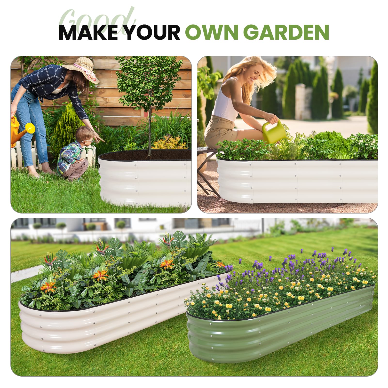 G GOOD GAIN cama montada en jardín con plantas que optimiza espacio