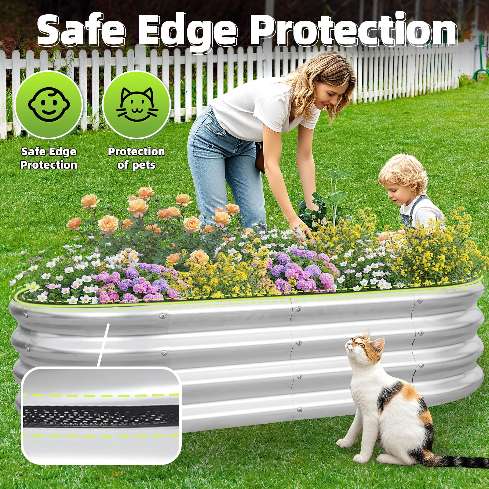 G GOOD GAIN detalle del borde plegable que evita cortes y aporta seguridad