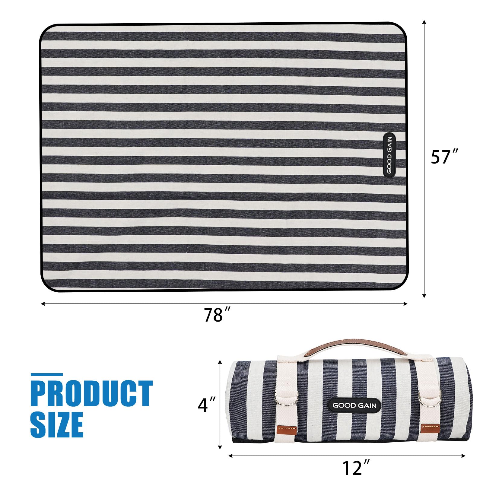 G GOOD GAIN manta desplegada en parque, ideal para picnic familiar