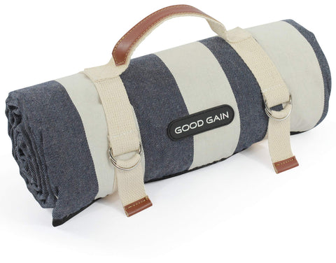 G GOOD GAIN vista frontal de la manta azul denim muestra superficie cómoda