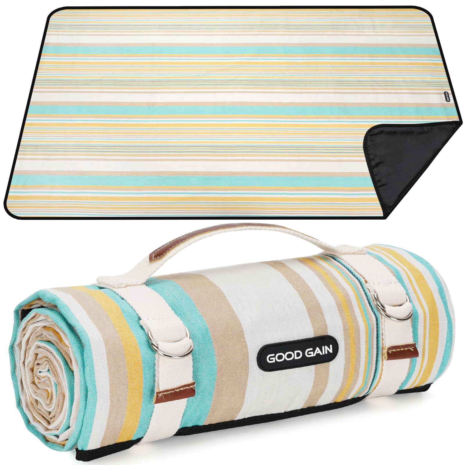 G GOOD GAIN manta frontal Pineapple Yellow mostrando diseño y tamaño, ideal para picnics
