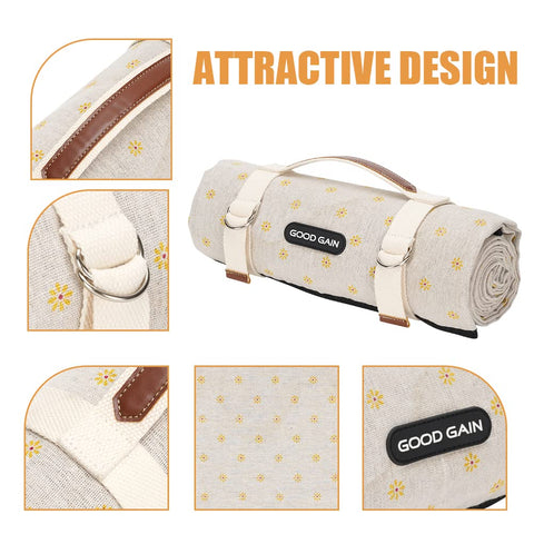 G GOOD GAIN respaldo impermeable mostrando protección contra humedad y suelo mojado