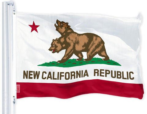 G128 bandera frente mostrando diseño New California Republic y colores vivos
