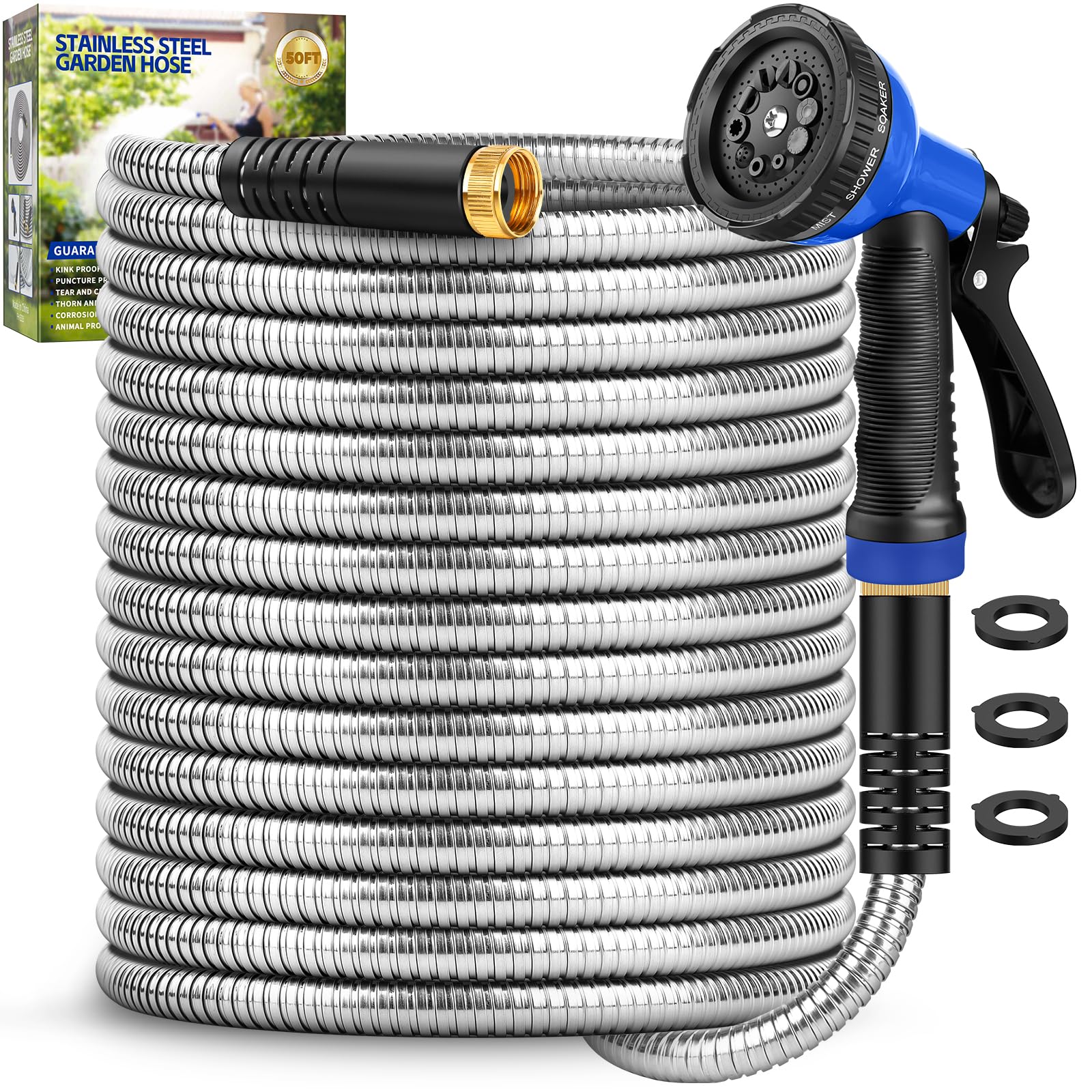 GAGALUGEC manguera 50ft frontal mostrando longitud y acabado resistente