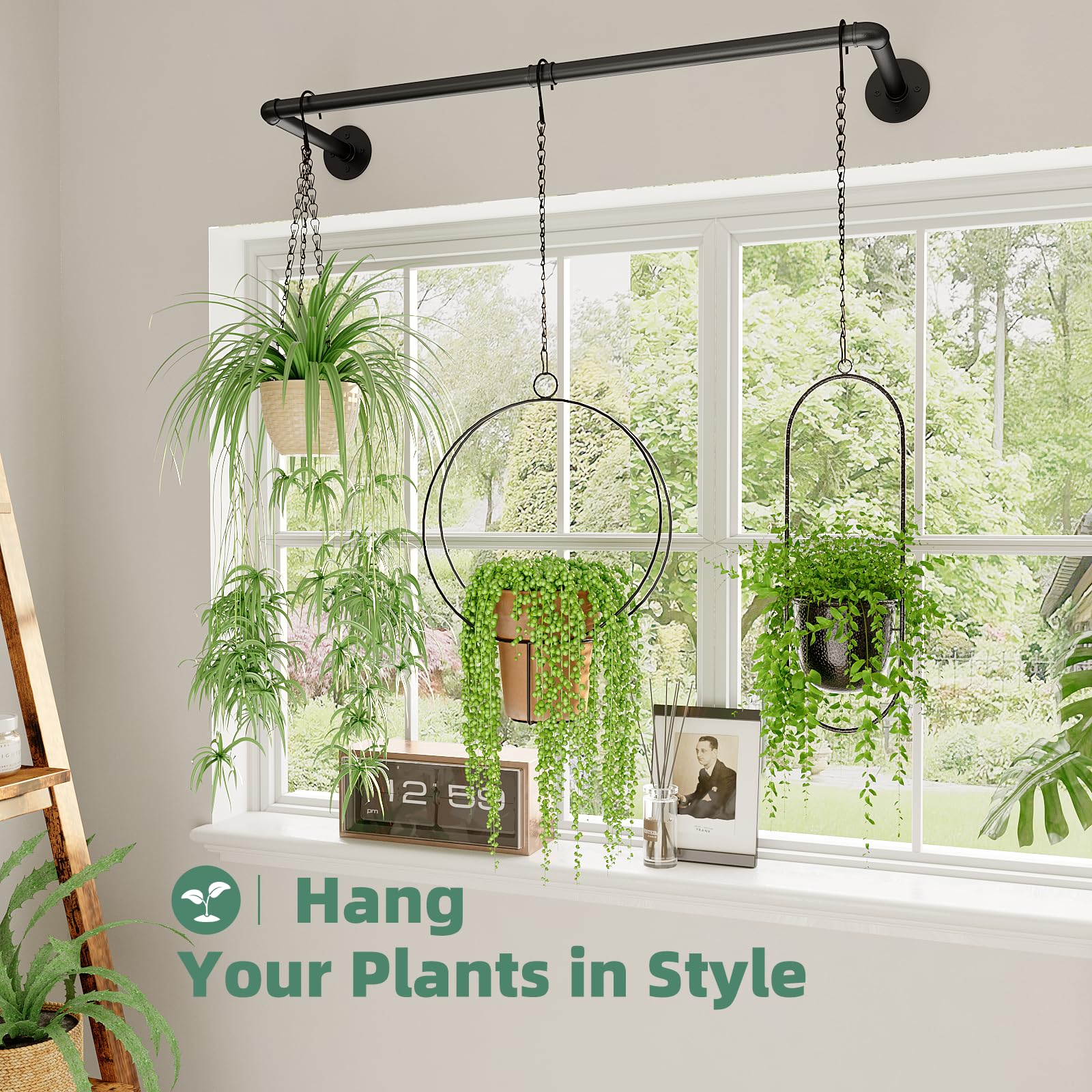 Galood soporte en uso con macramé y plantas, mejora la decoración interior