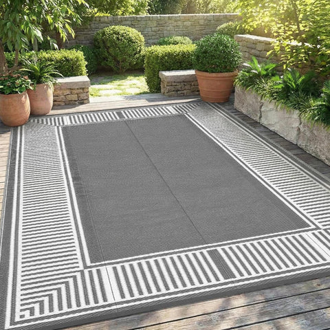 GAOMON alfombra exterior frontal mostrando patrón medallón y beneficio estético