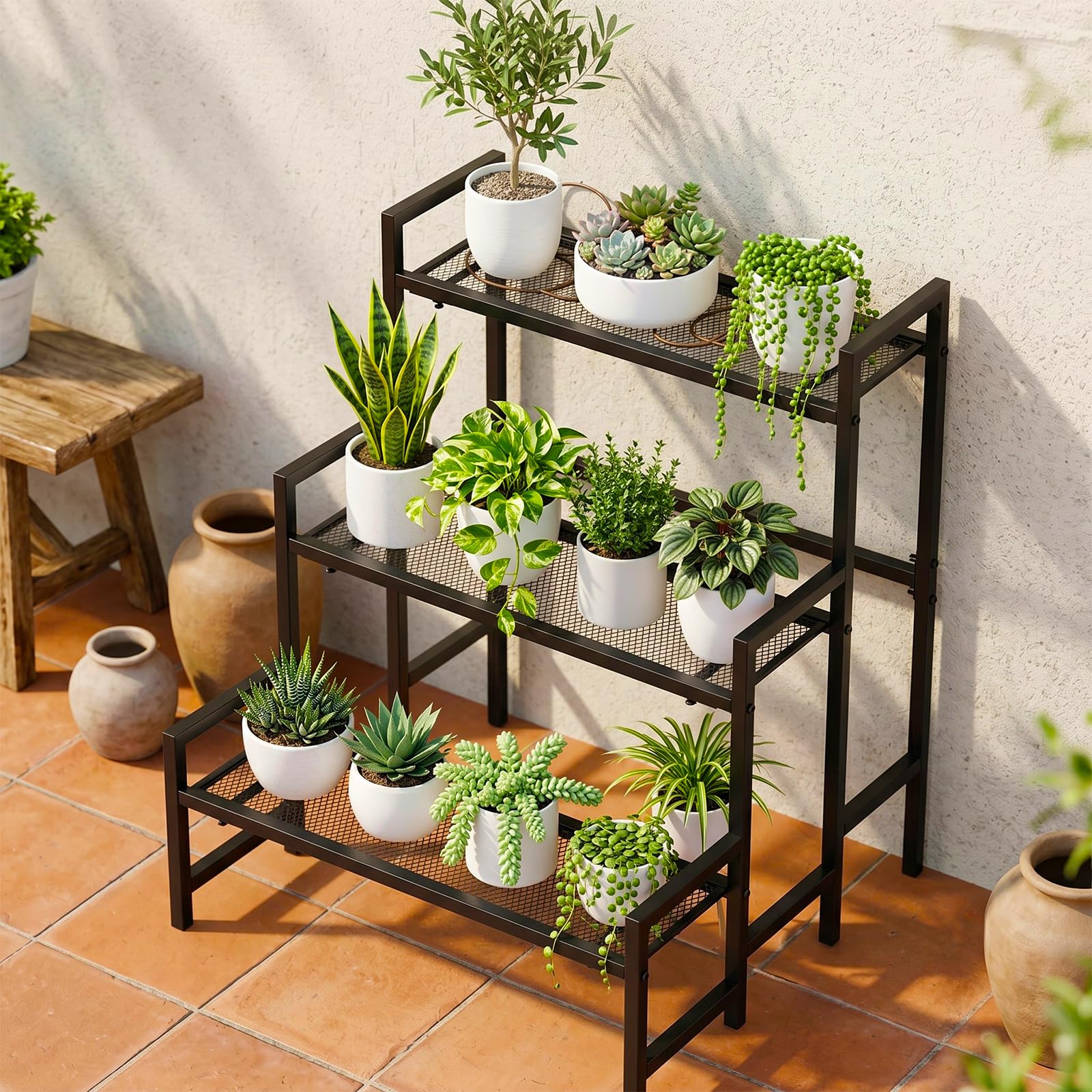 Garden 4 you comparación de tamaño con manos para escala, idea clara de altura y espacio