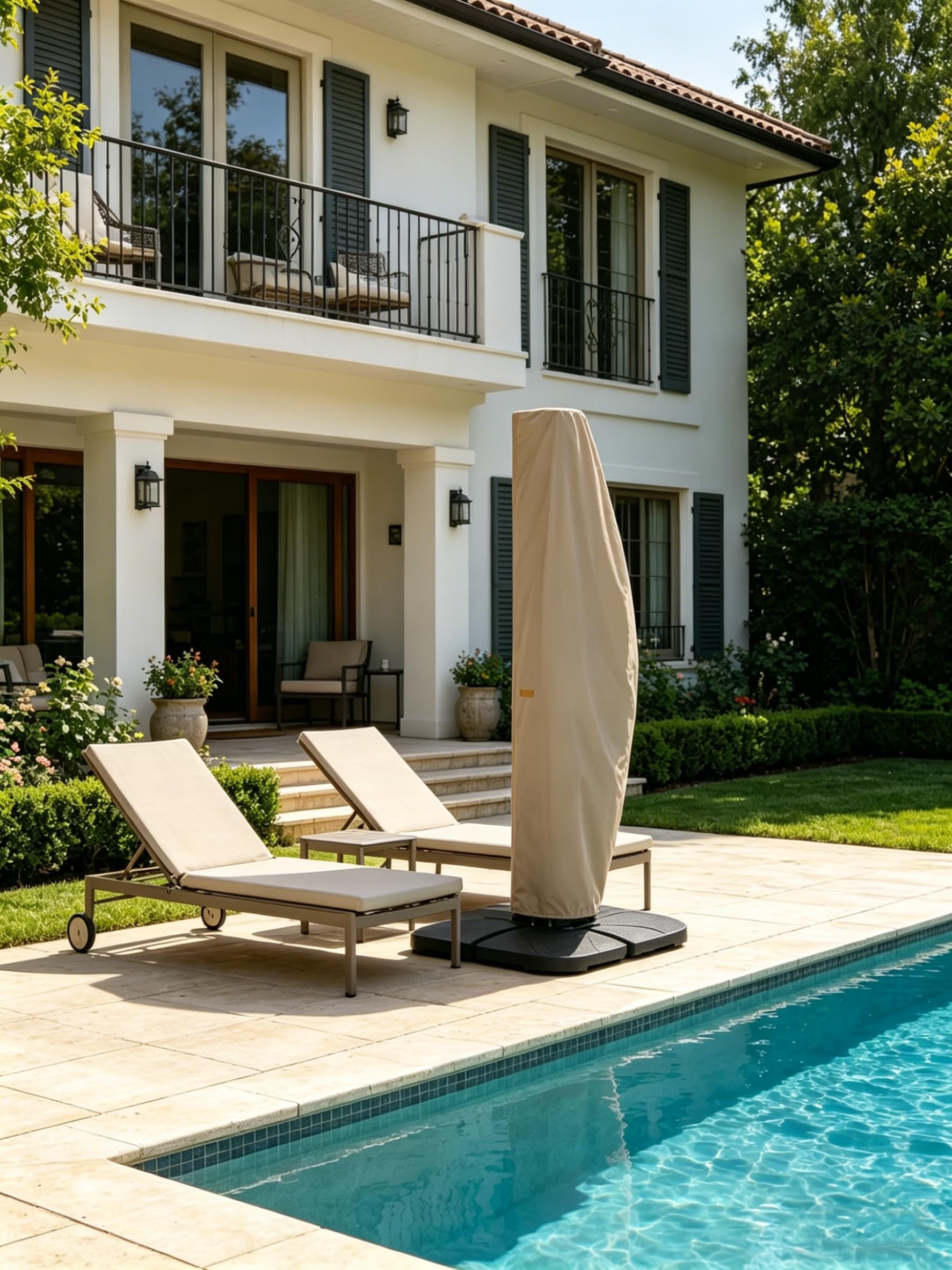 Garden Balsam funda en ambiente exterior protegiendo terraza y muebles