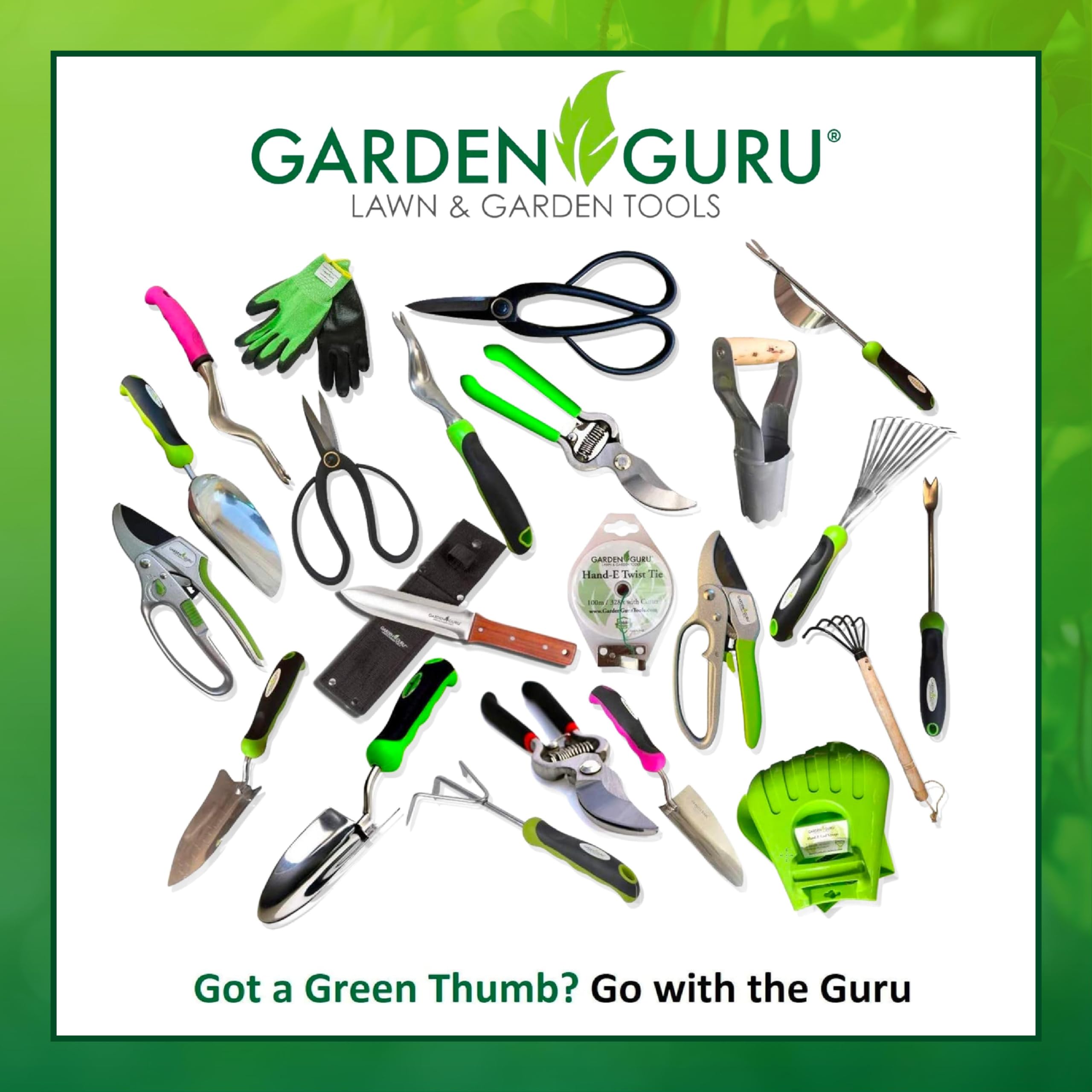Garden Guru tijeras junto a regla para comparar longitud y control