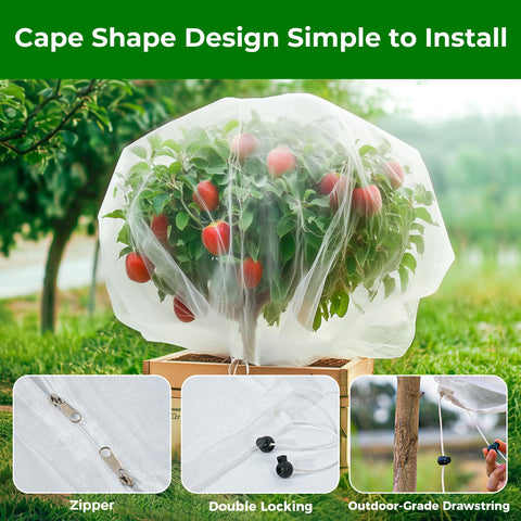 Garden Tailor red instalada en árbol frutal protegiendo la cosecha