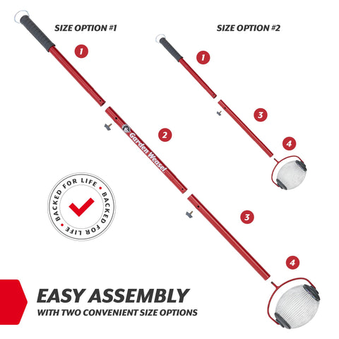 GARDEN WEASEL recolector en uso sobre césped, limpieza rápida y ergonómica