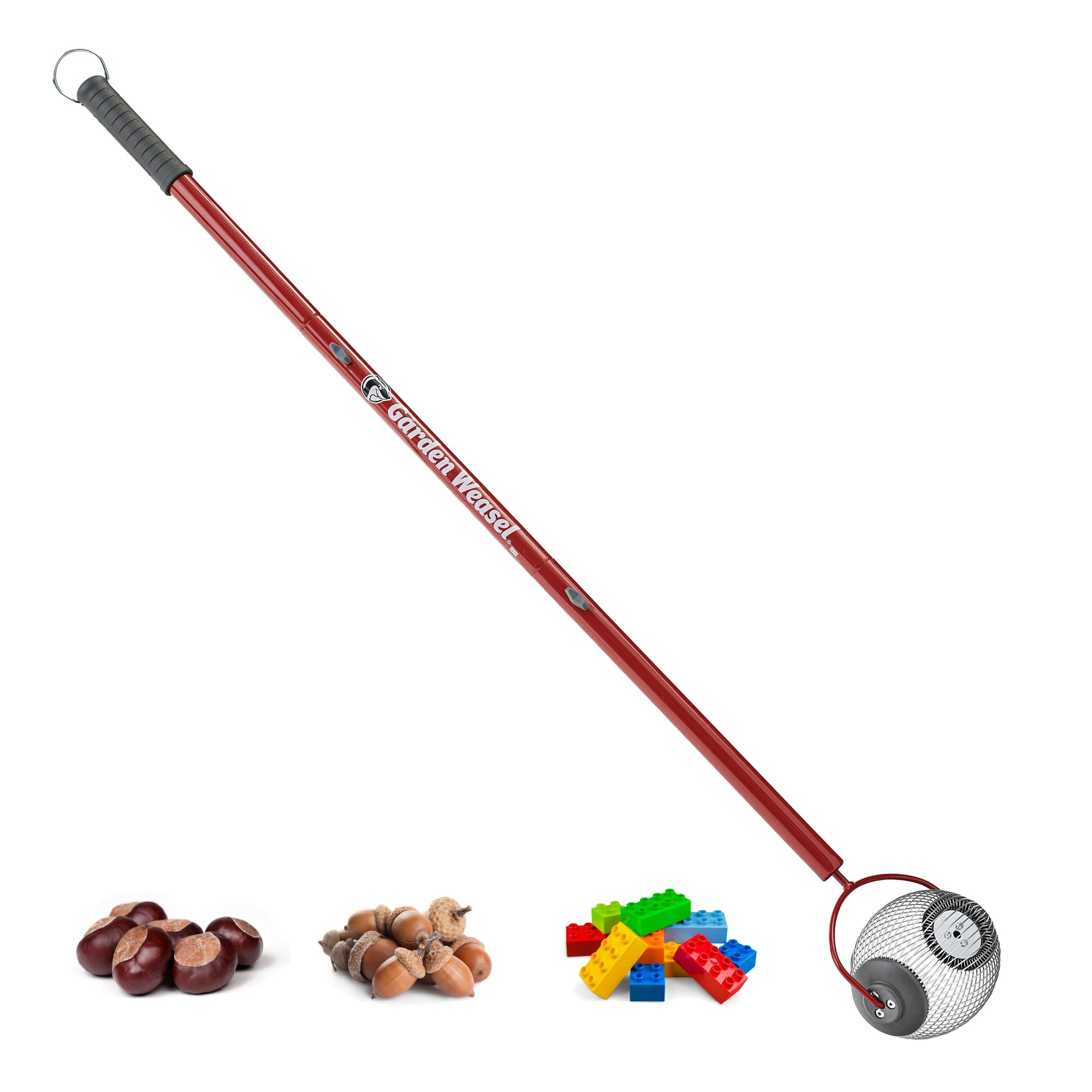 GARDEN WEASEL vista frontal del rodillo, recoge bellotas sin agacharse
