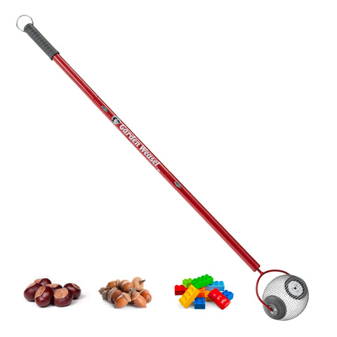 GARDEN WEASEL vista frontal del rodillo, recoge bellotas sin agacharse