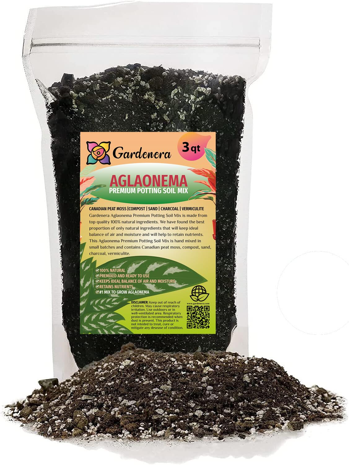 Gardenera empaque frontal del sustrato mostrando volumen y diseño informativo