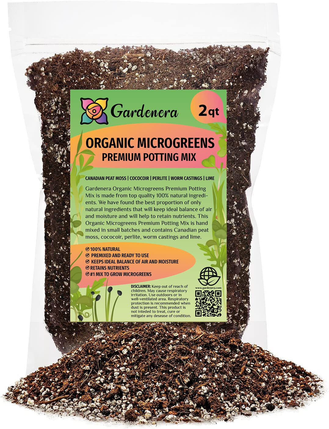 Gardenera frente del envase mostrando la etiqueta y uso doméstico