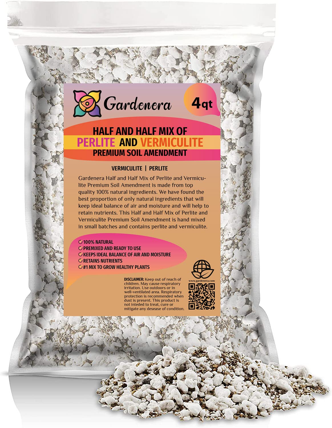 Gardenera paquete frontal 4 cuartos mostrando uso y beneficios de aireación