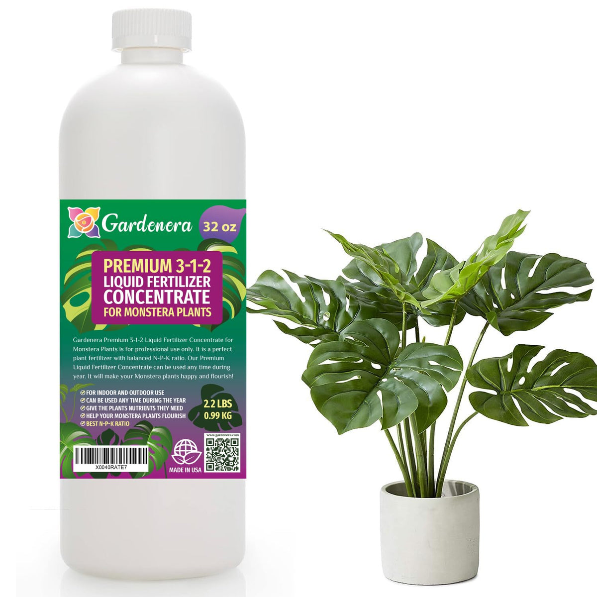 Gardenera envase frontal 32oz mostrando etiqueta y beneficios visibles