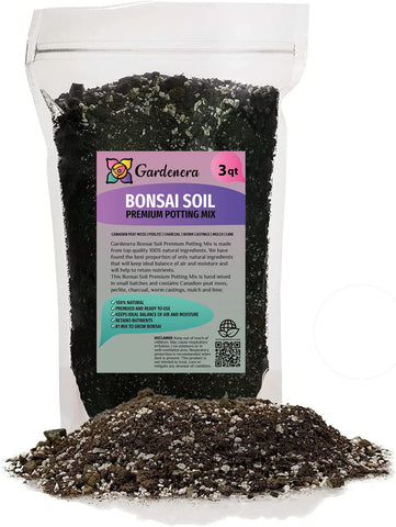 Gardenera Pro Bonsai Soil frente del paquete mostrando diseño y capacidad 3 cuartos