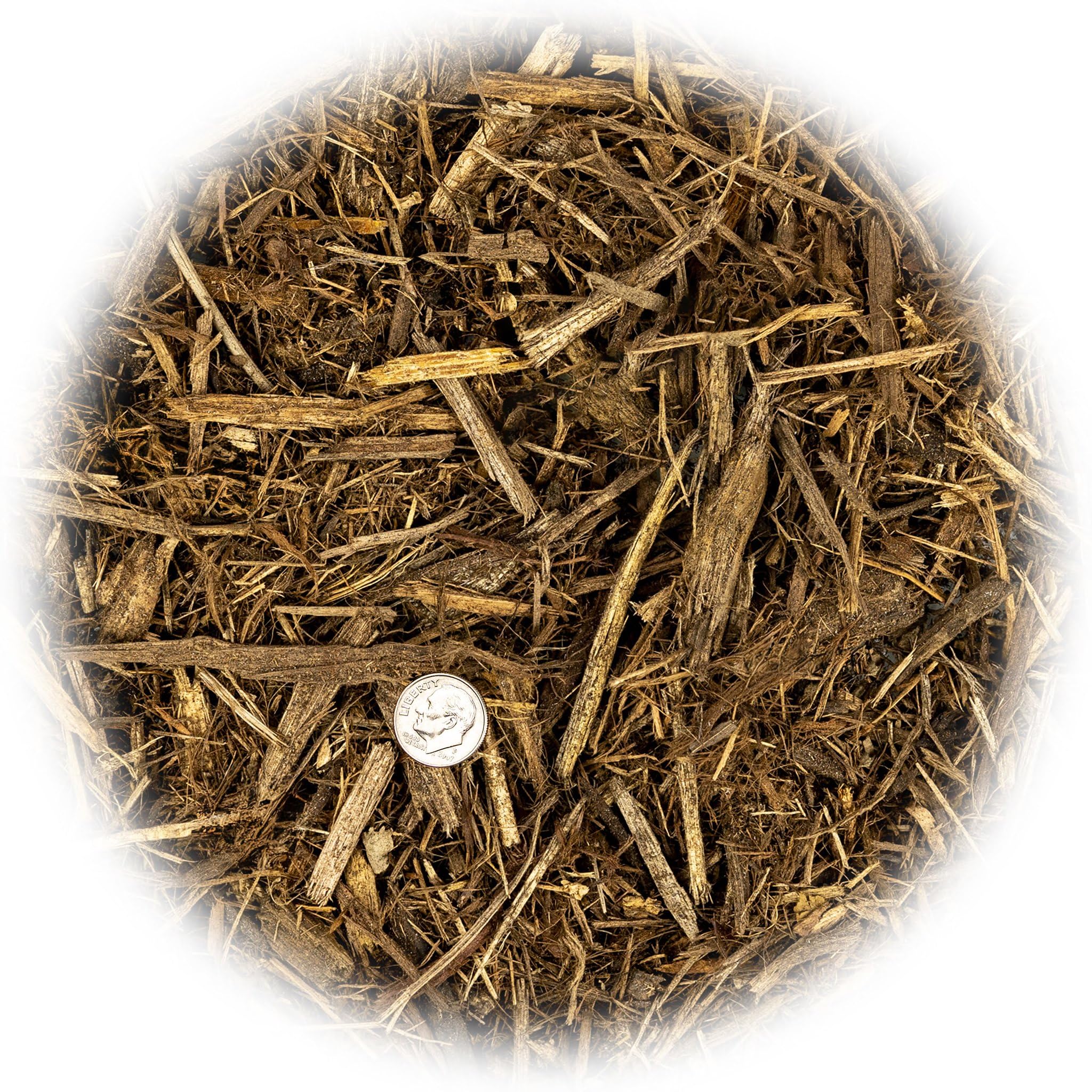 GARDENERA textura de mulch de eucalipto mostrando fibra natural y retención