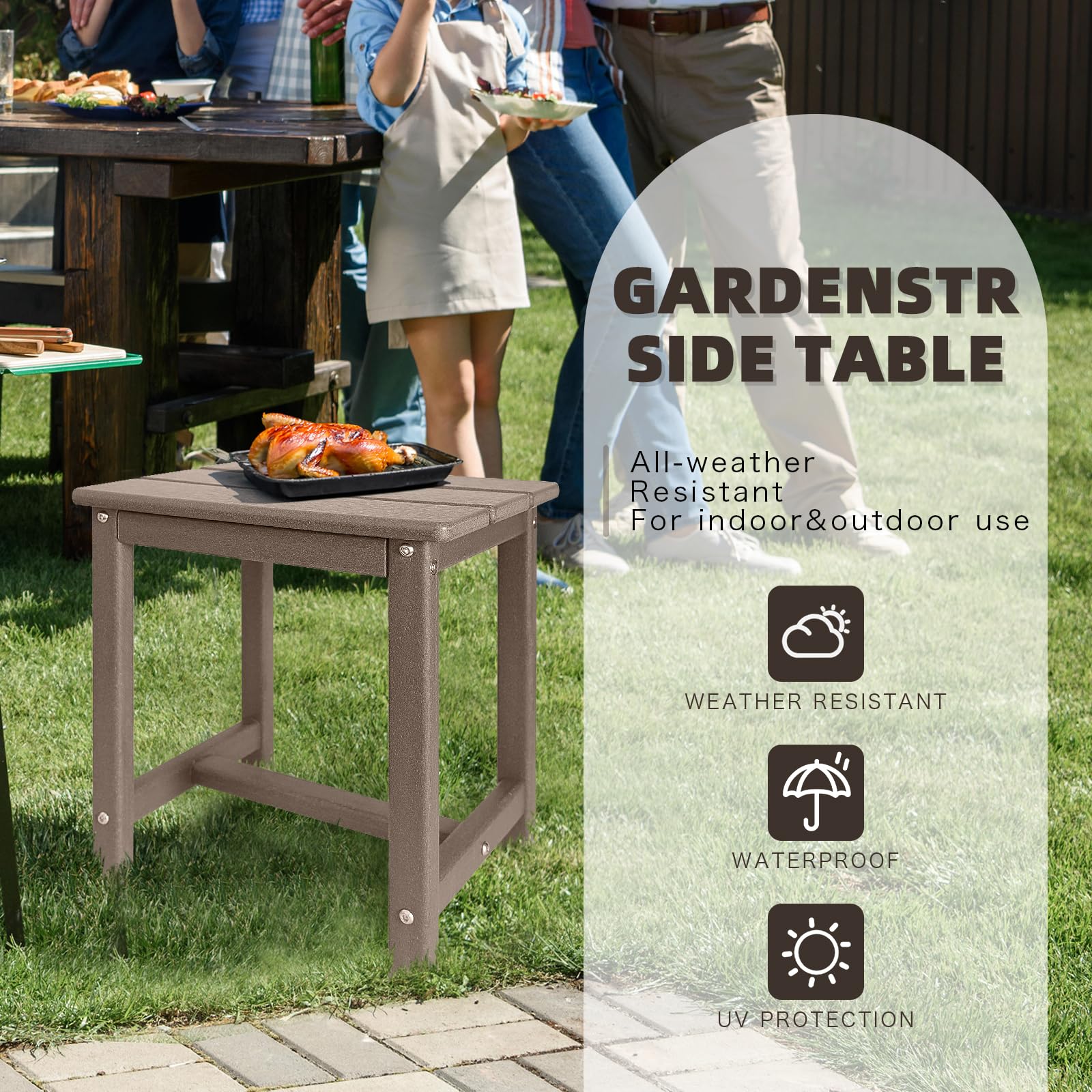 GARDENSTAR mesa al lado de piscina ideal para bebidas y accesorios