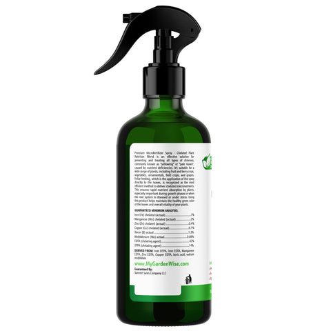 GARDENWISE spray sobre hojas demostrando absorción rápida y recuperación