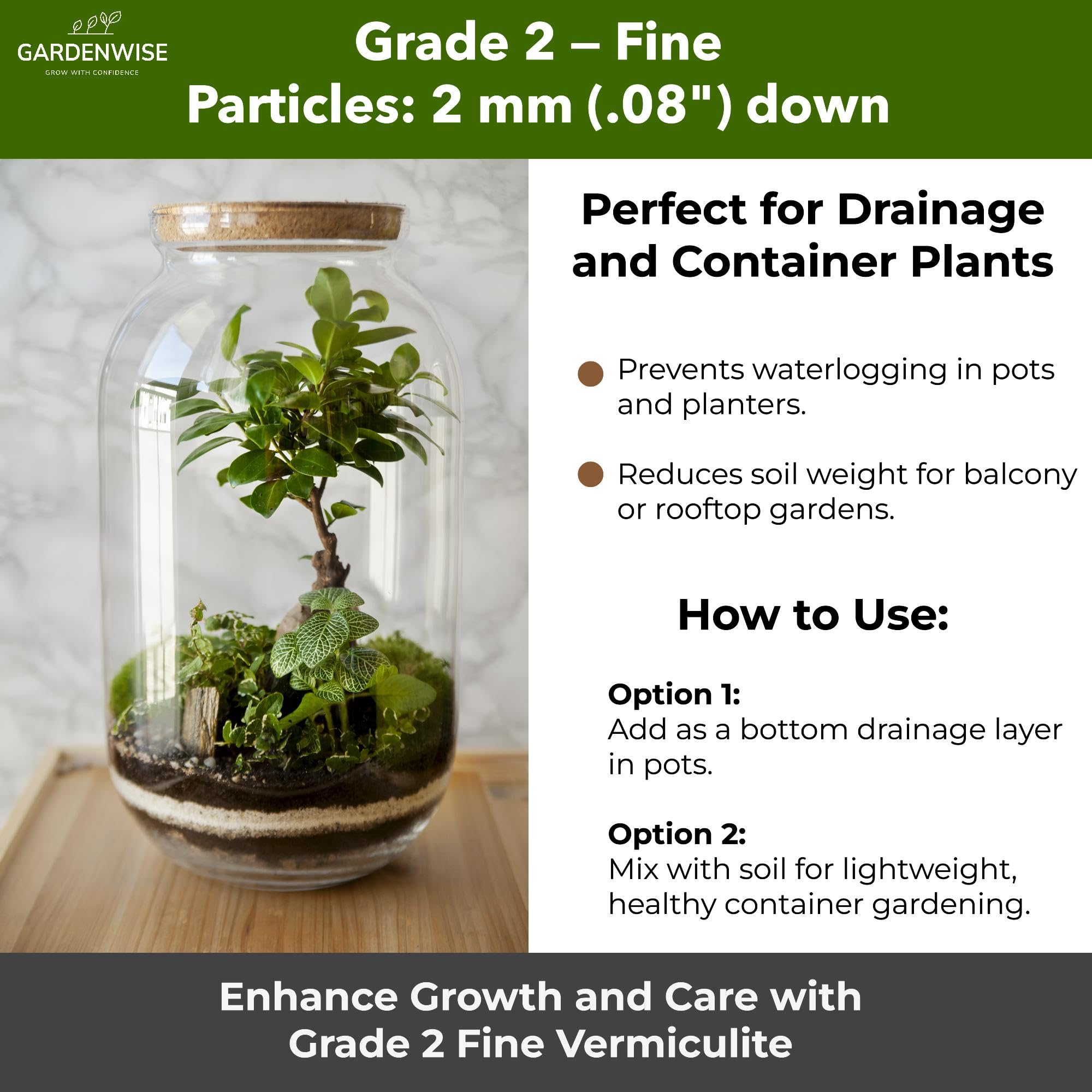 GARDENWISE comparación de tamaño para visualizar 3 qt real