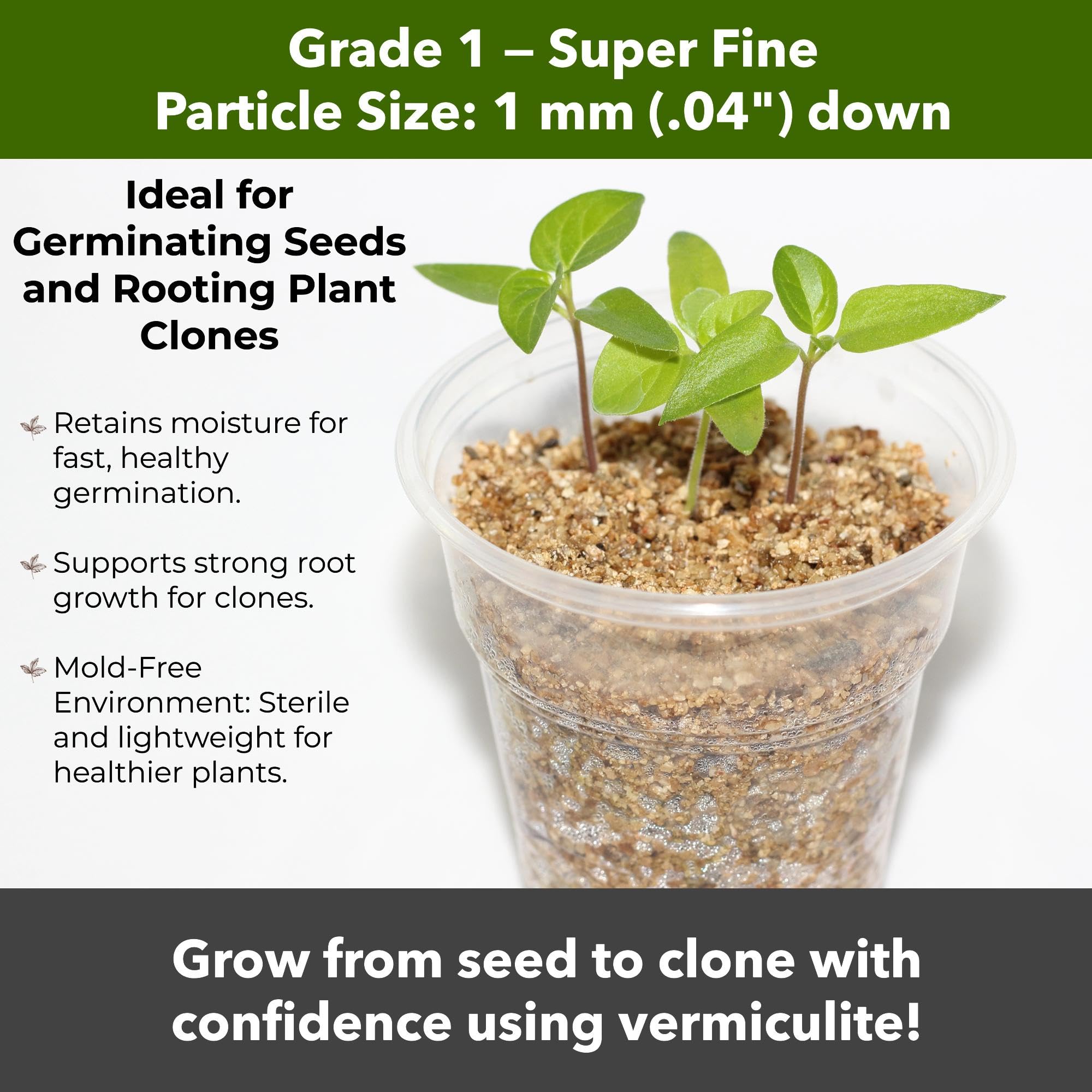 GARDENWISE comparación de tamaño de partícula indicando finura