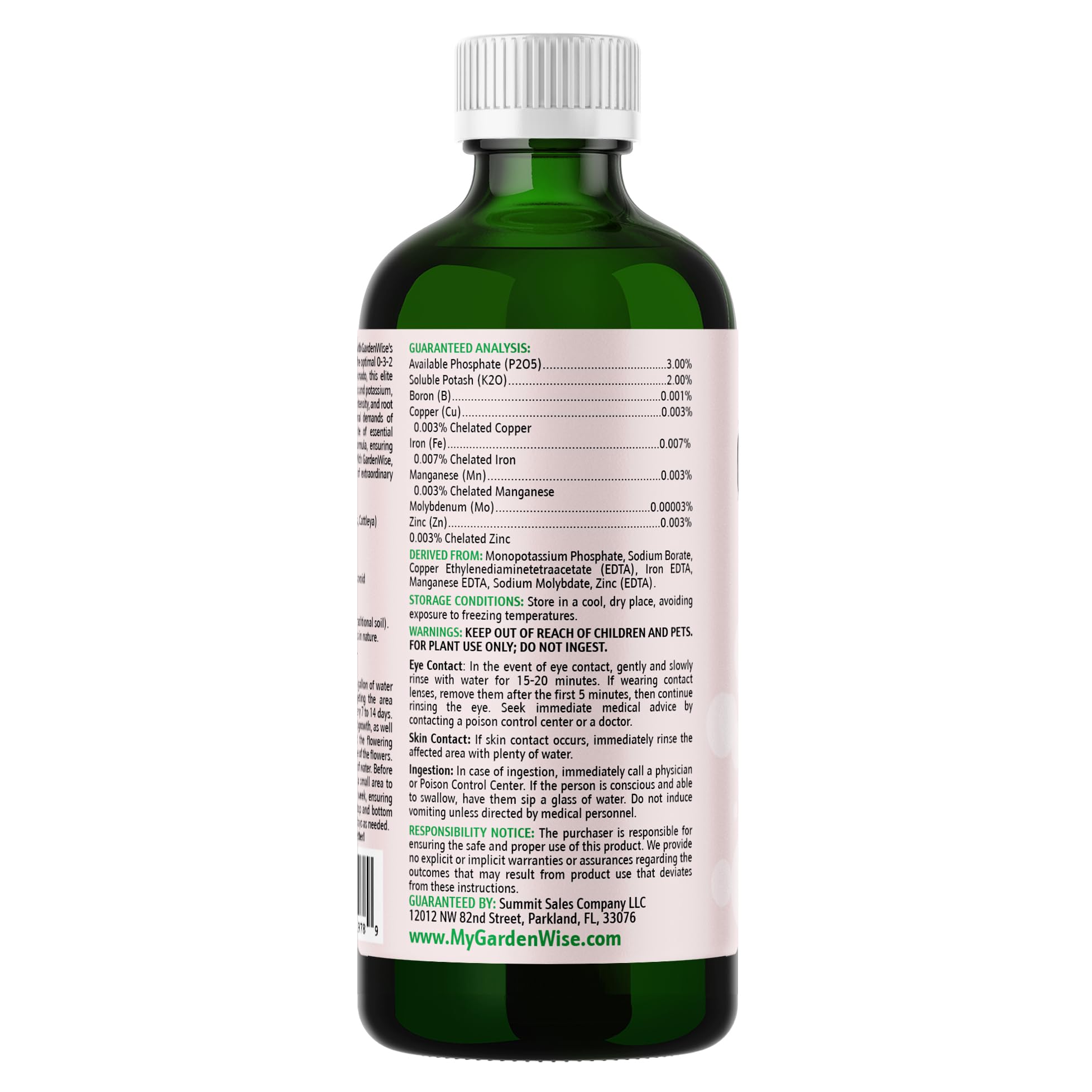 GARDENWISE etiqueta cercana con indicaciones y beneficios para orquídeas claramente legibles