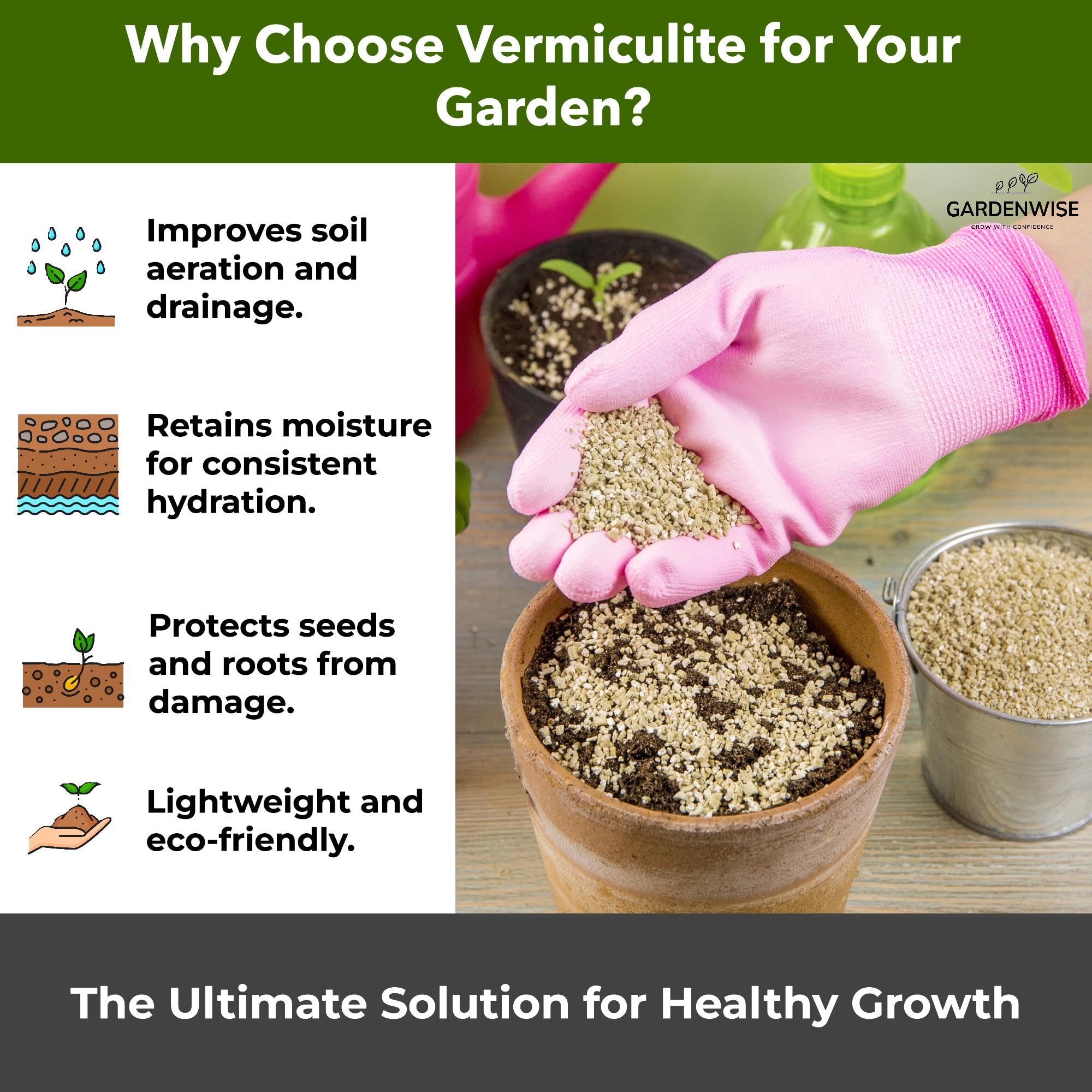 GARDENWISE vermiculita mezclada en maceta para mejor drenaje