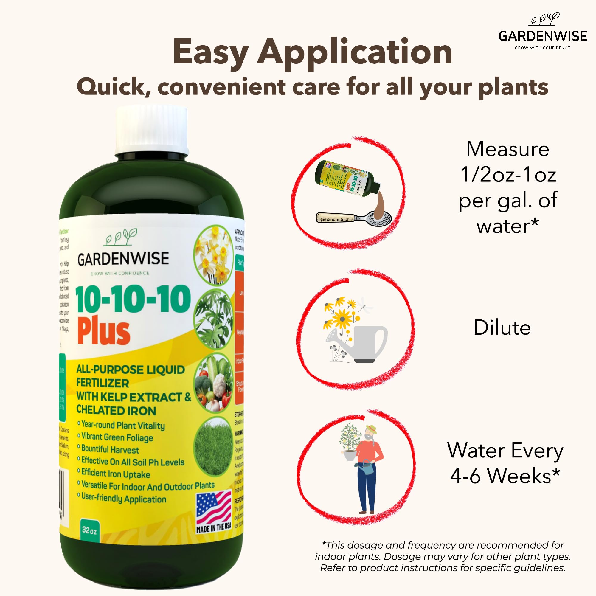 GARDENWISE aplicando con regadera en macetas para crecimiento visible