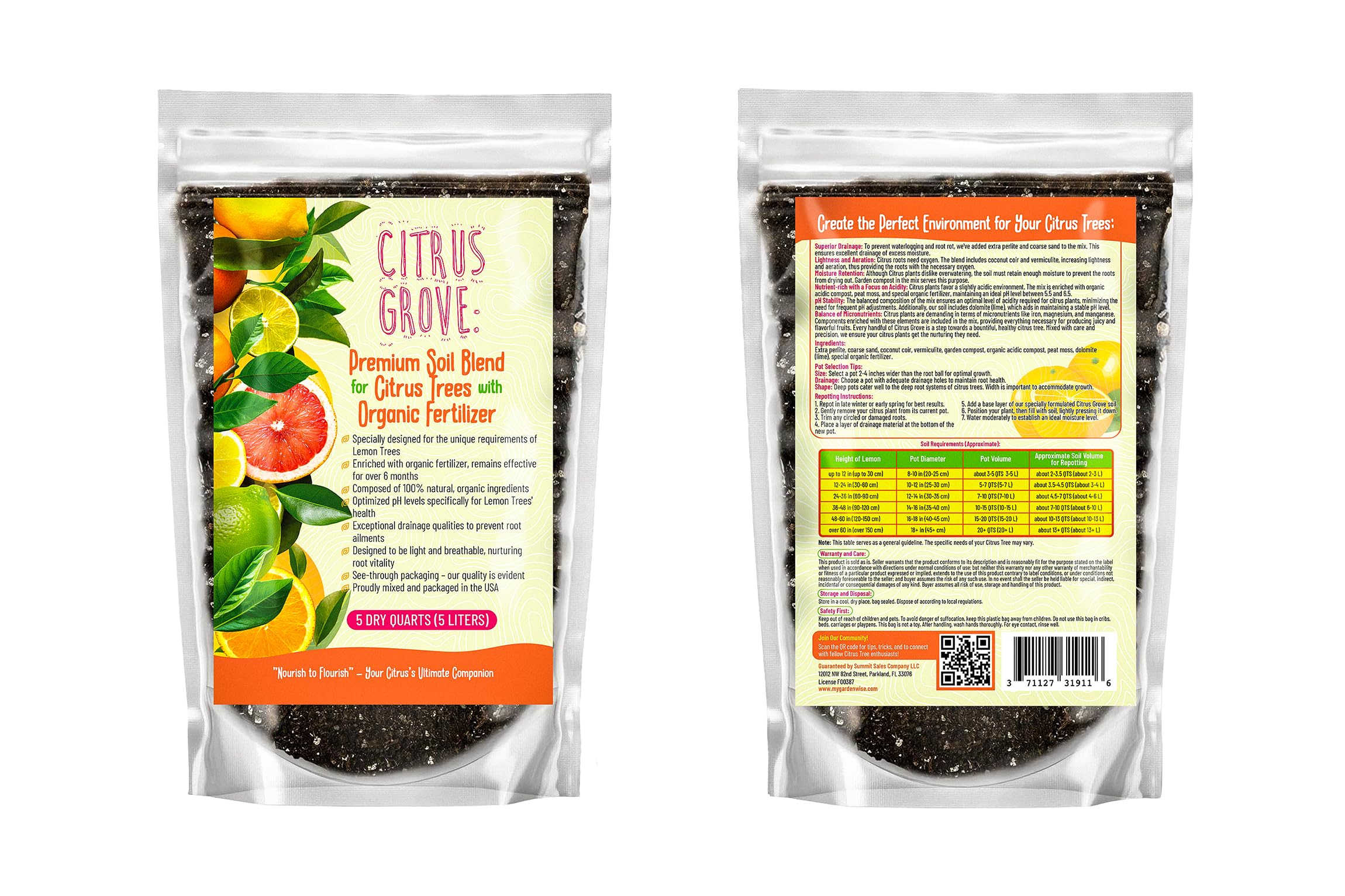 GARDENWISE mezcla en uso trasplantando naranjo para crecimiento vigoroso