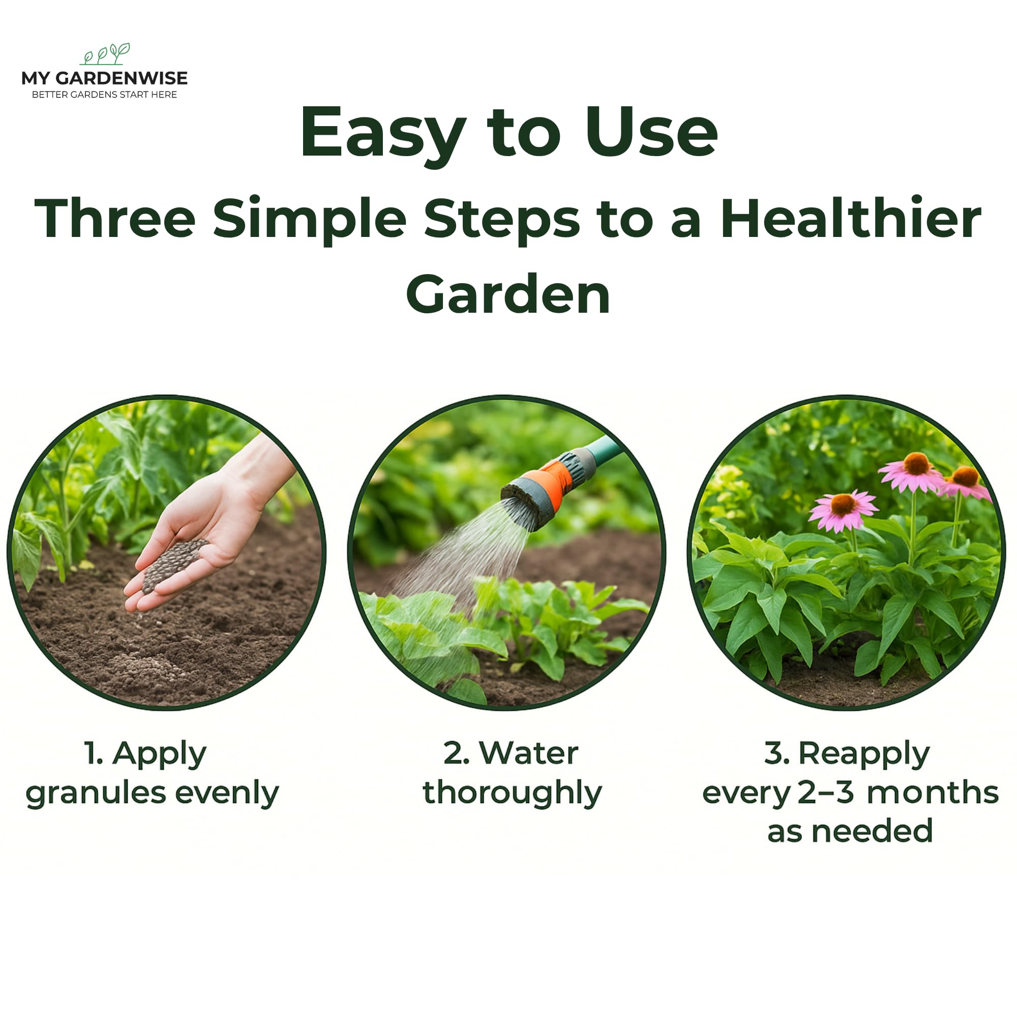 GARDENWISE etiqueta con instrucciones claras para uso seguro y eficaz