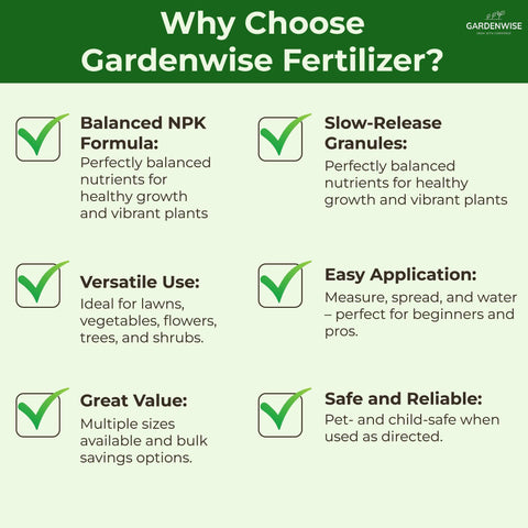 GARDENWISE etiqueta con información nutricional para uso seguro y guía