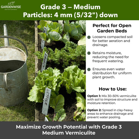 GARDENWISE etiqueta con especificaciones técnicas que ayuda a elegir el grado correcto