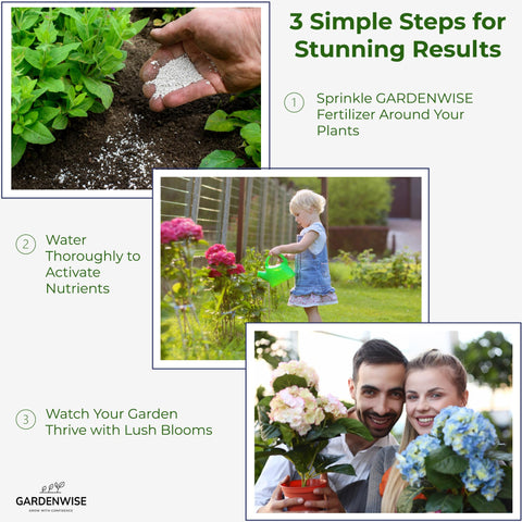 GARDENWISE etiqueta nutricional enfocada que indica hierro y azufre