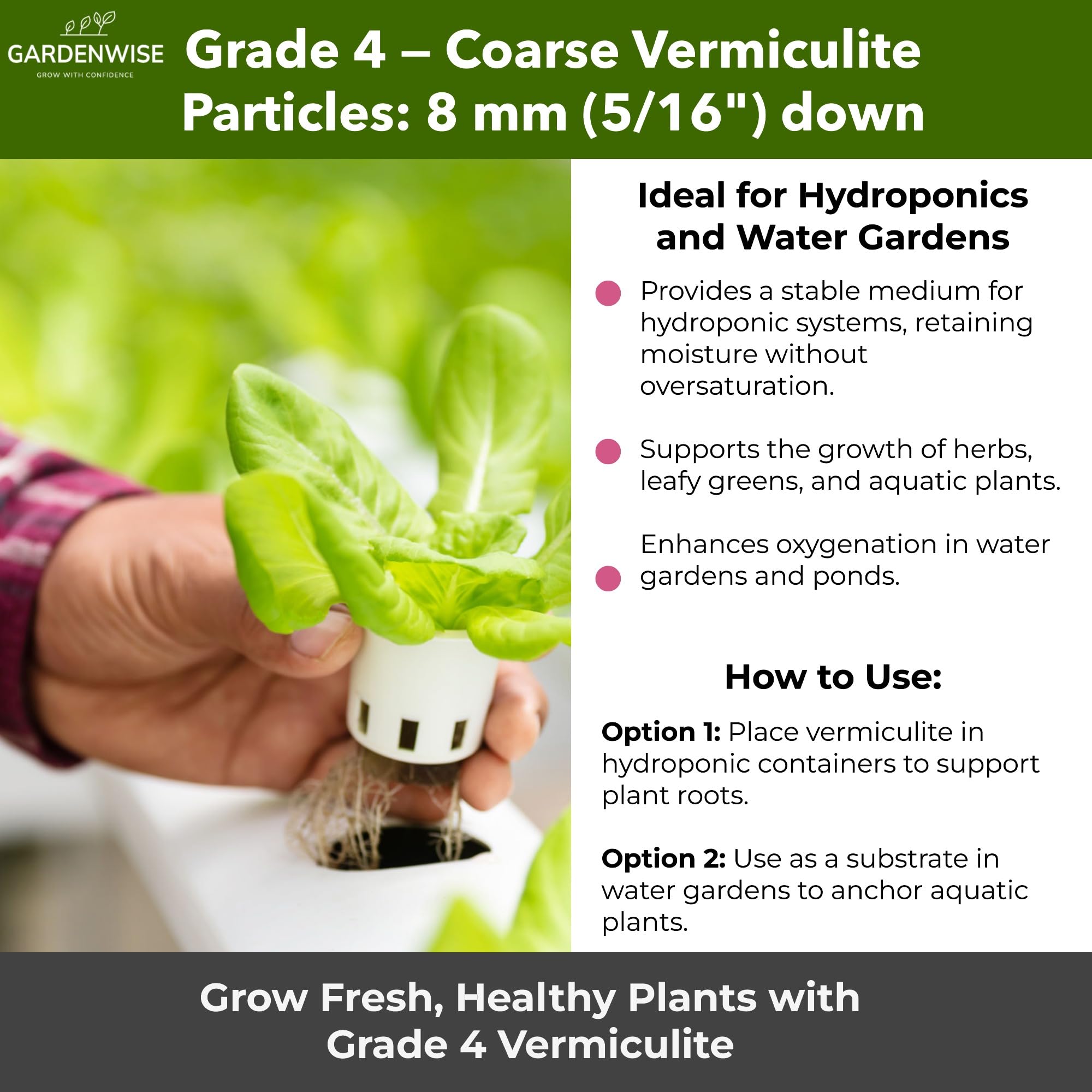 GARDENWISE etiqueta con información del producto y especificaciones seguras