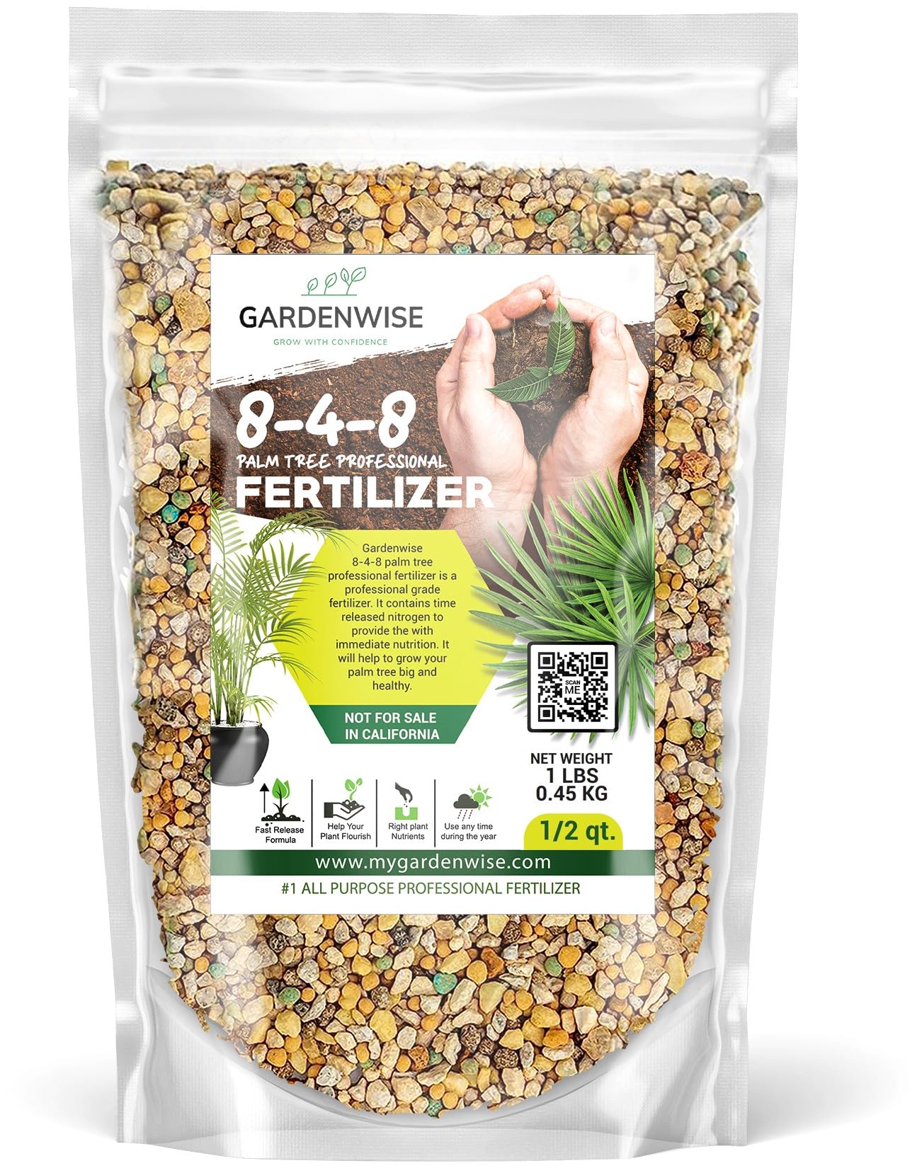 GARDENWISE frente del envase mostrando formato práctico y especificaciones