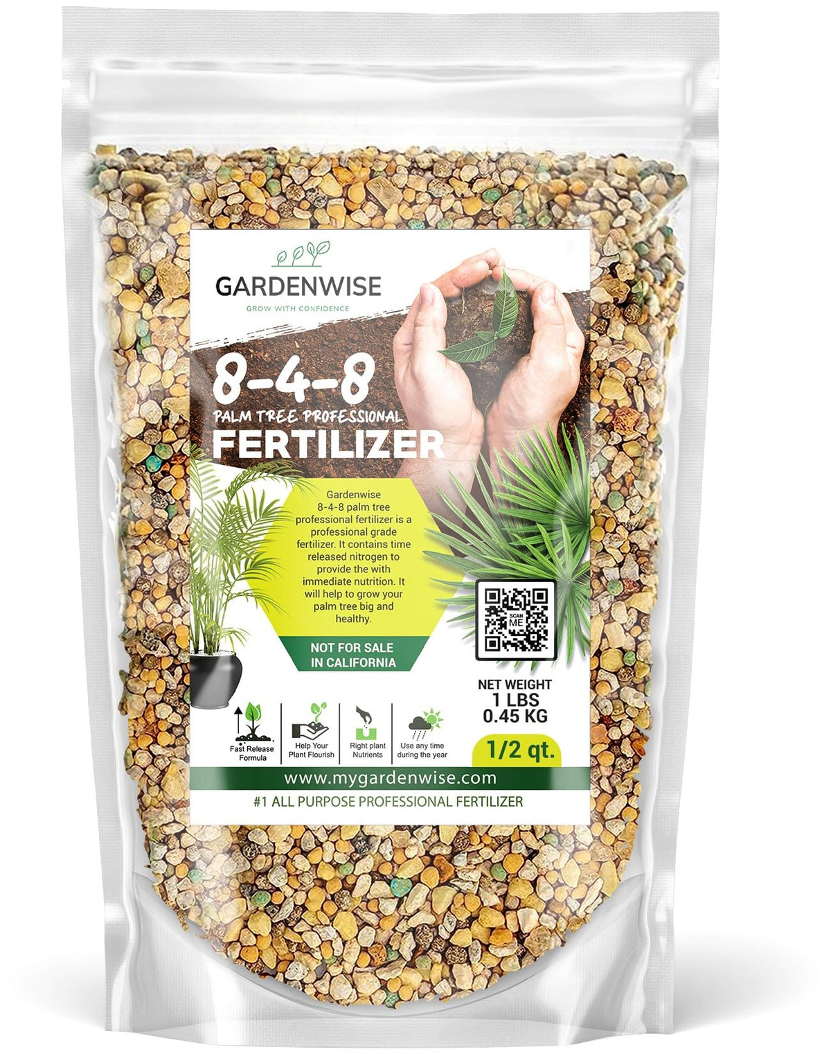 GARDENWISE frente del envase mostrando formato práctico y especificaciones