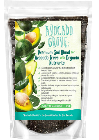 GARDENWISE bolsa frontal mostrando mezcla premium para aguacates, fácil de identificar