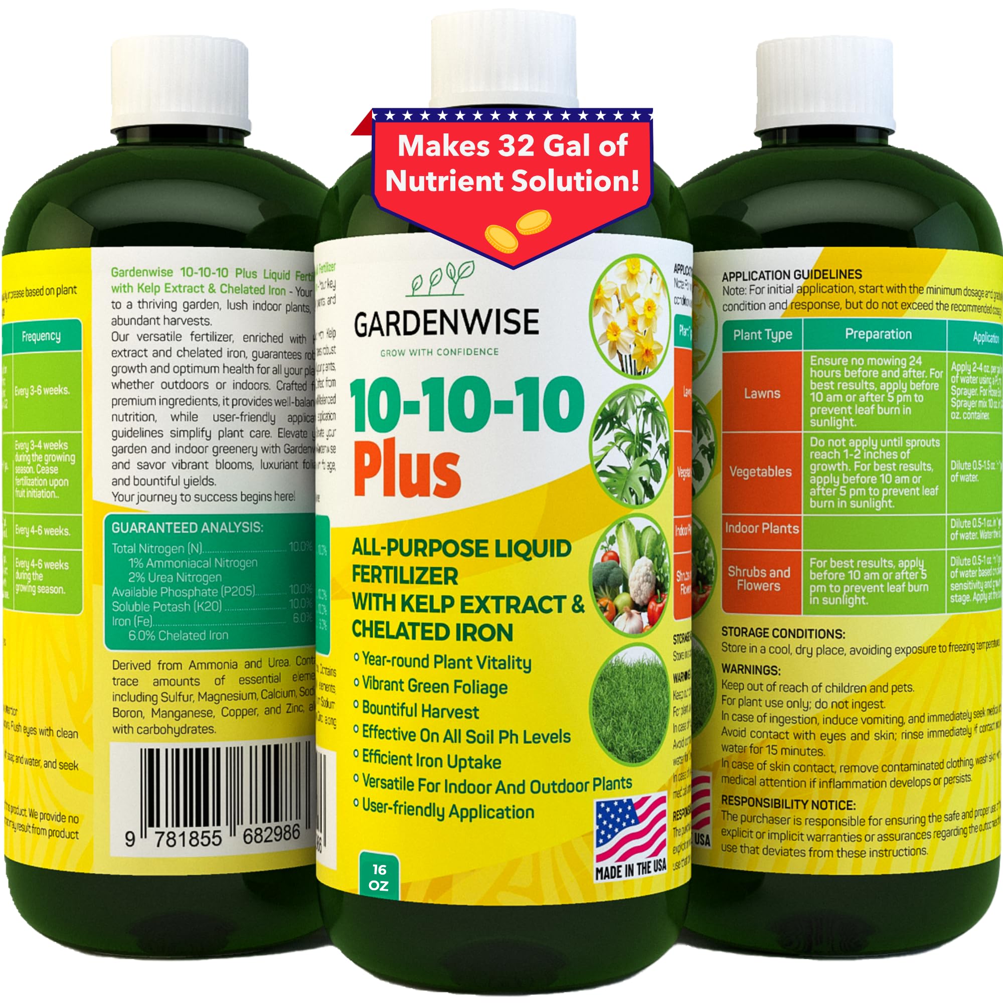 GARDENWISE botella frontal 16 oz mostrando presentación y uso práctico