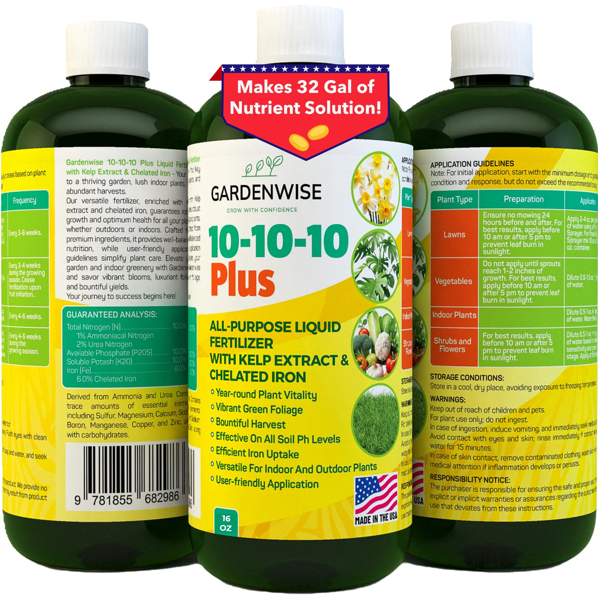 GARDENWISE botella frontal 16 oz mostrando presentación y uso práctico