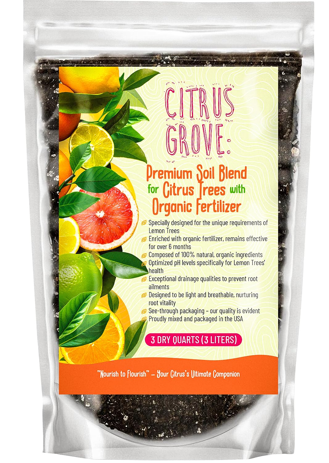 GARDENWISE paquete frontal Citrus Grove mostrando beneficio de fórmula lista