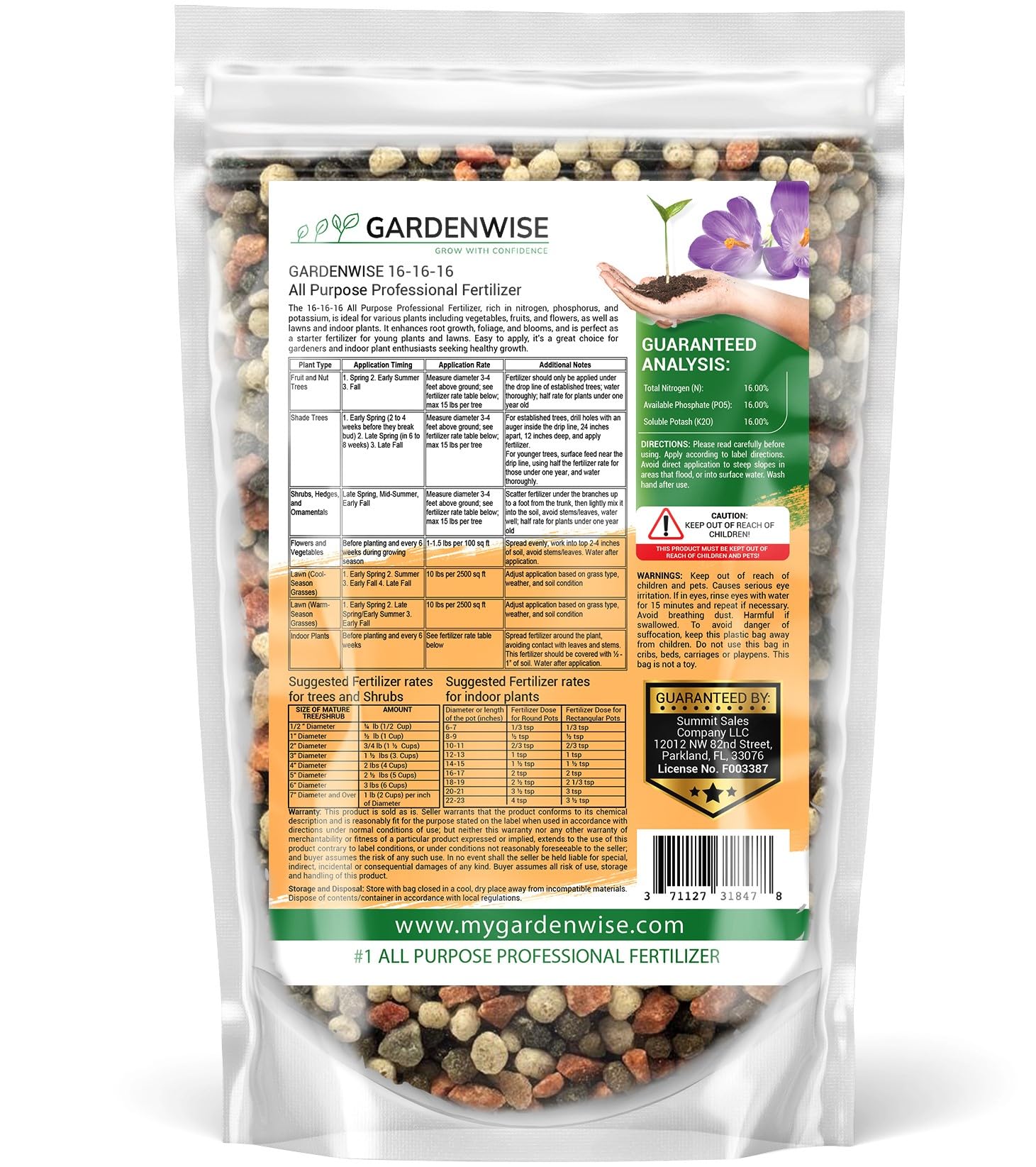 GARDENWISE textura granular del fertilizante que facilita aplicación uniforme