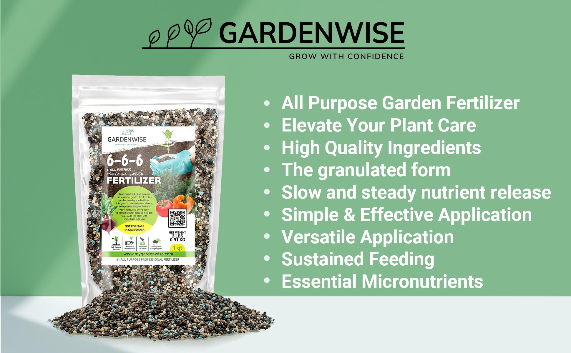 Gardenwise gota de fertilizante líquido mostrando textura y mezcla uniforme
