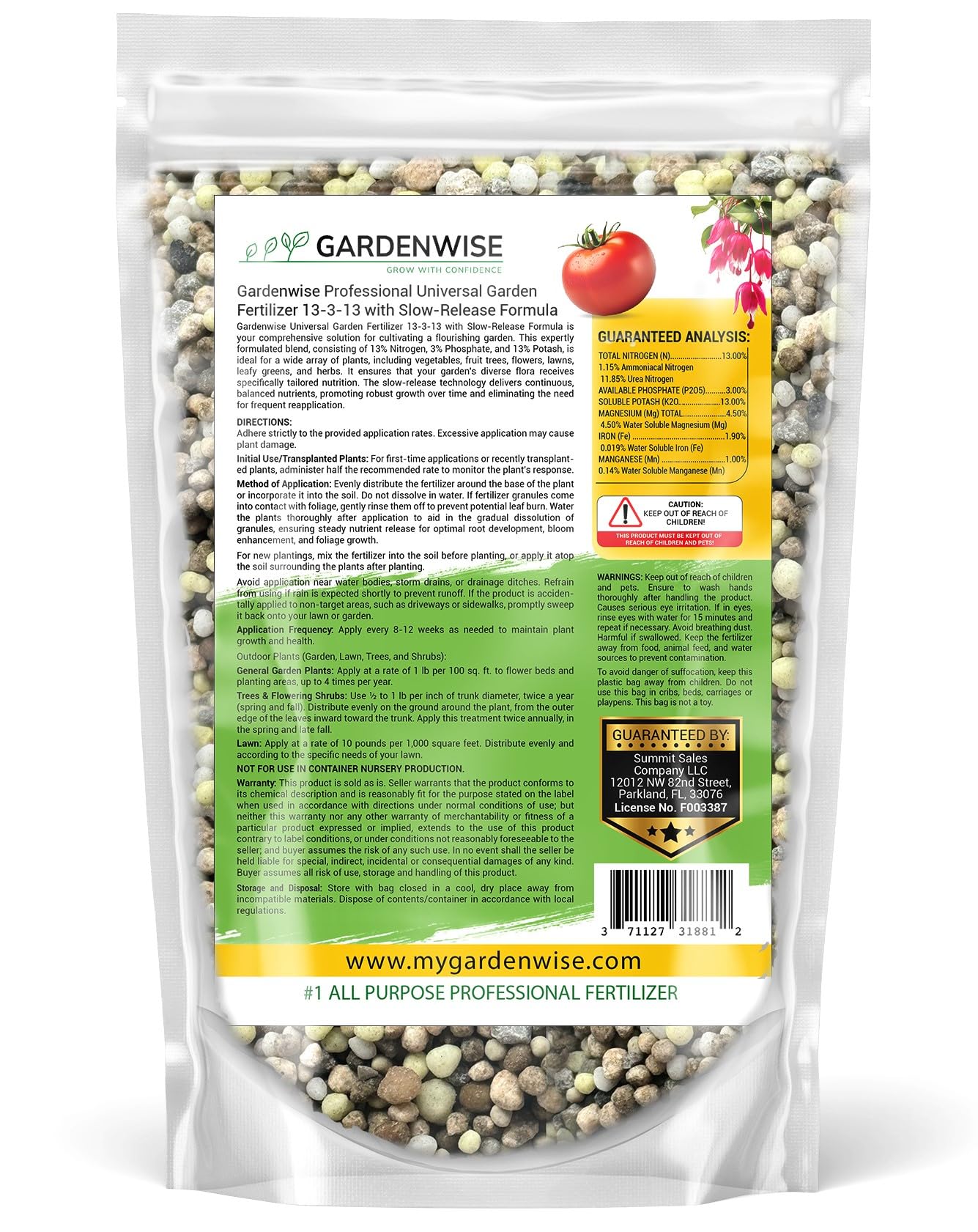 GARDENWISE textura granular en primer plano para liberación lenta y nutrientes