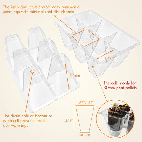 Gardzen primer plano de celda transparente permitiendo ver raíces y control